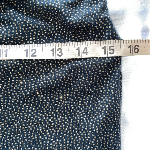 Chaser Glitter Jersey Draped Cowl Neck Halter Top Strappy Teal Green & Gold Sz M - Picture 6 of 16